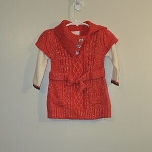 Charming Red Knit Kids Sweater with Buttons LOT R2